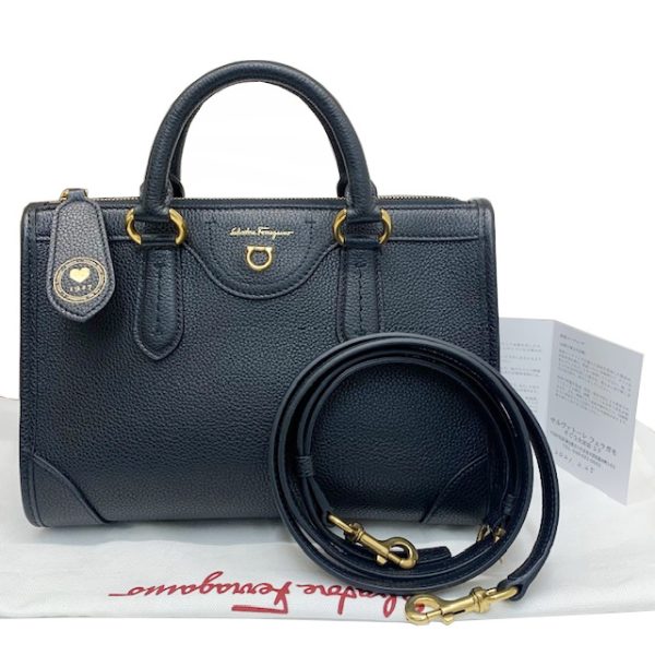 imgrc0082228813 Salvatore Ferragamo Gancini Top Handle 2WAY Calf Black