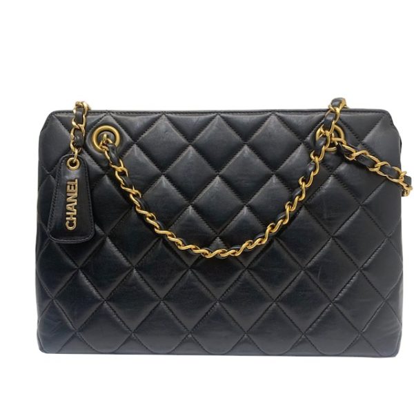 imgrc0082544044 CHANEL Chain Tote Bag Lambskin Black