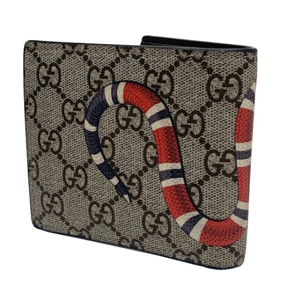 imgrc0083007377 GUCCI Snake Print Coin Wallet GG Supreme Canvas Beige