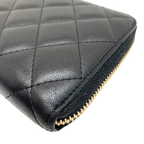 imgrc0083192921 CHANEL Round Zipper Long Wallet Lambskin Black Gold Hardware