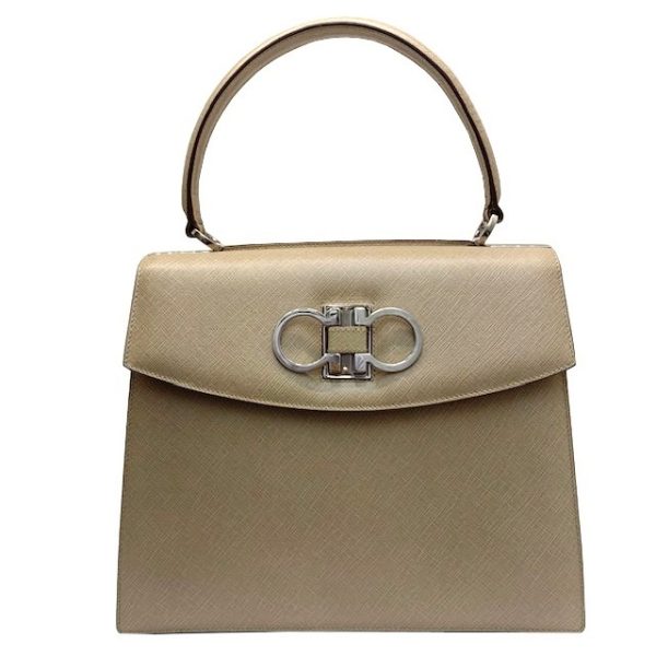 imgrc0083306942 Salvatore Ferragamo Gancini Handbag Leather Beige