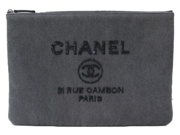 imgrc0083311305 Chanel Clutch Bag Denim Deauville Gray