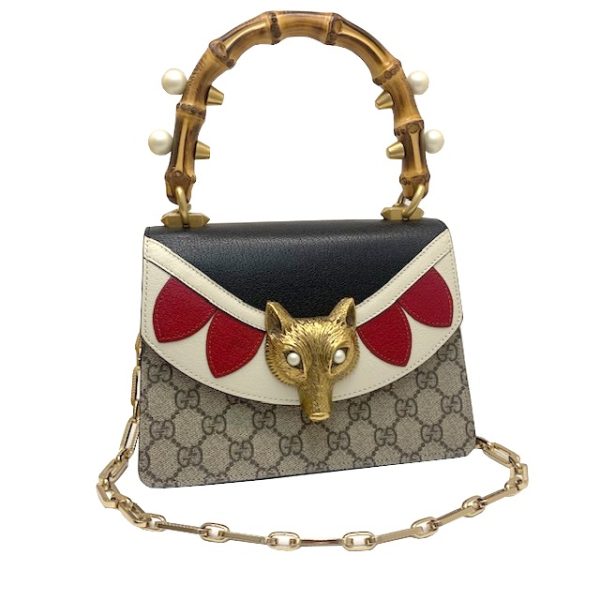 imgrc0083352007 GUCCI GG Supreme 2WAY Shoulder Bag Handbag Bamboo Fox with Pearl