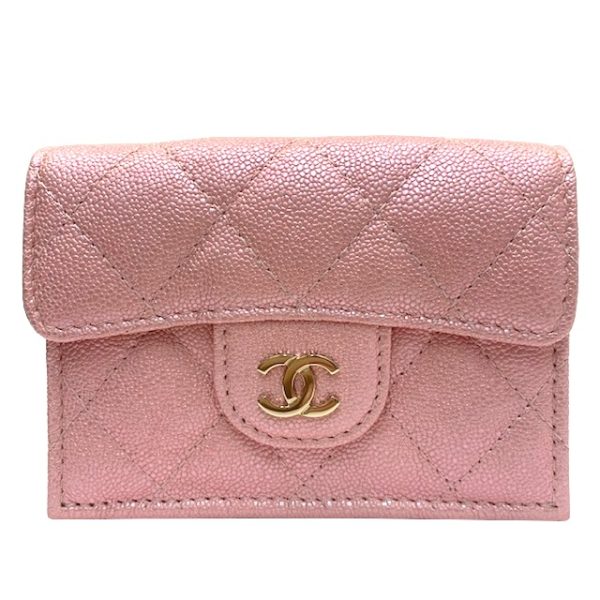 imgrc0083372700 CHANEL Matelasse Cocomark Trifold Wallet Caviar Skin Pink