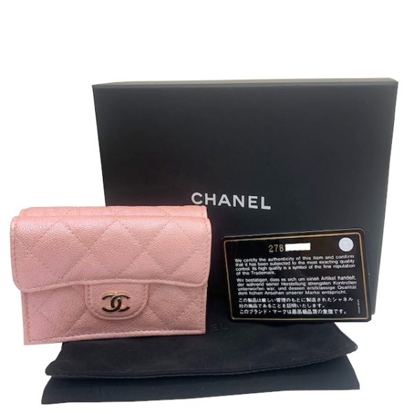 imgrc0083372709 CHANEL Matelasse Cocomark Trifold Wallet Caviar Skin Pink