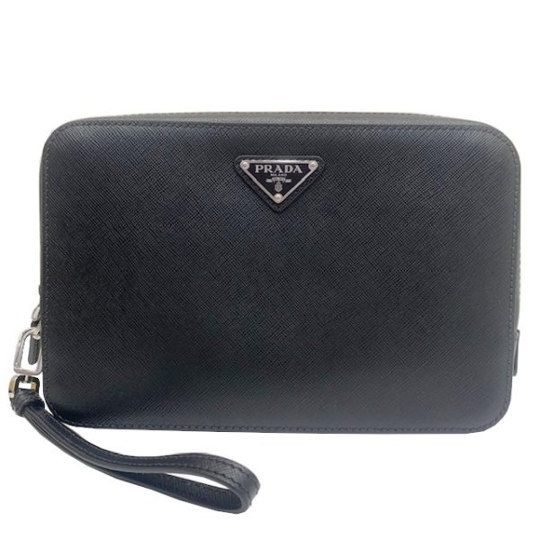 imgrc0083406936 PRADA Saffiano Clutch Bag Black