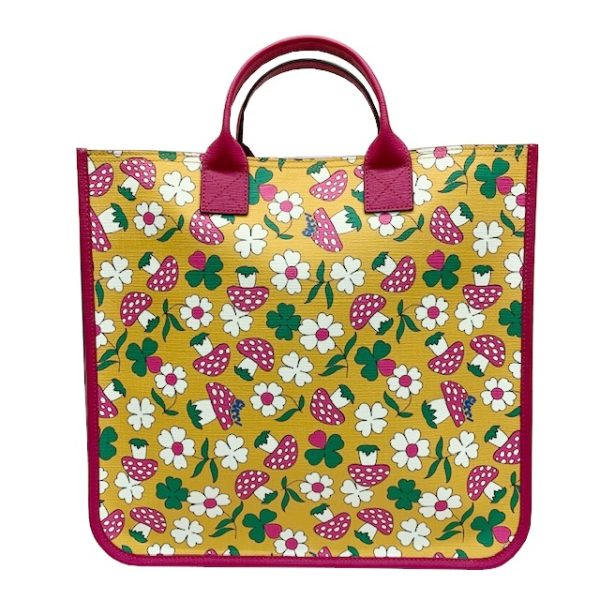 imgrc0083497873 GUCCI Childrens Tote Mushroom Print Yellow Pink