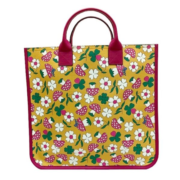 imgrc0083497874 GUCCI Childrens Tote Mushroom Print Yellow Pink