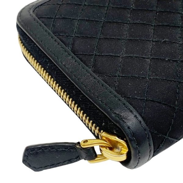 imgrc0083702913 PRADA Round Zipper Long Wallet Quilted Nylon Black