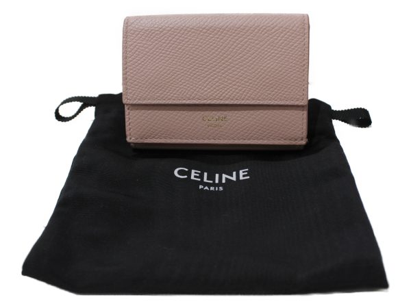 imgrc0083744243 Celine Small Folded Wallet Grained Calfskin Pink