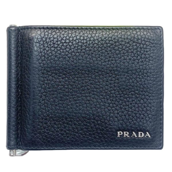 imgrc0083902538 PRADA Money Clip Bifold Wallet Leather Black