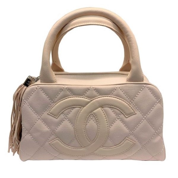 imgrc0083949671 CHANEL Matelasse Mini Boston Bag Fringe Pink Beige