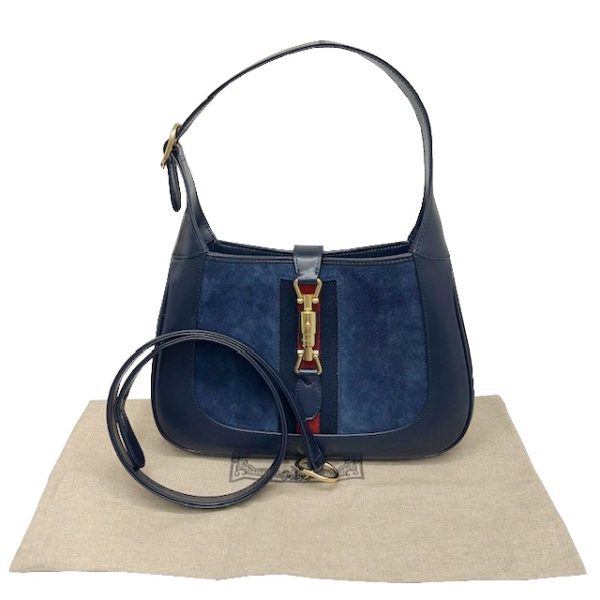 imgrc0084069962 GUCCI Jackie 1961 Small Hobo Bag Leather Suede Navy