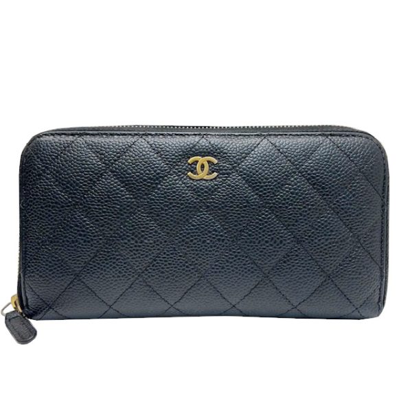 imgrc0084309244 CHANEL Coco Mark Round Zipper Long Wallet Black Caviar