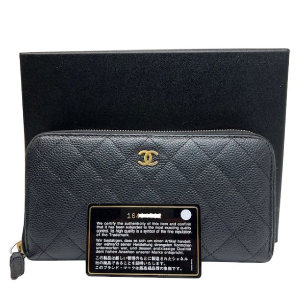 imgrc0084309248 CHANEL Coco Mark Round Zipper Long Wallet Black Caviar