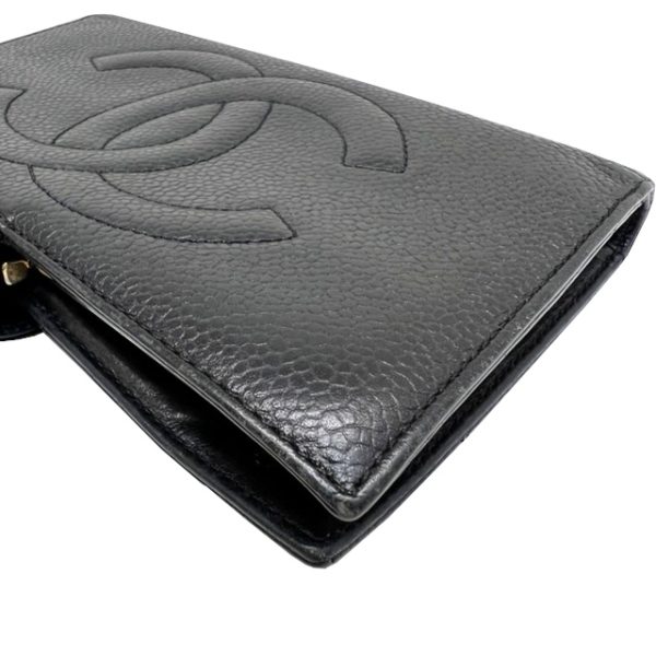 imgrc0084432175 CHANEL Caviar Skin Long Wallet COCO Logo Black Gold Hardware