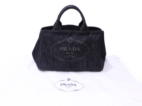 imgrc0084534636 Prada Kanapa Canvas Black Denim Shoulder Bag