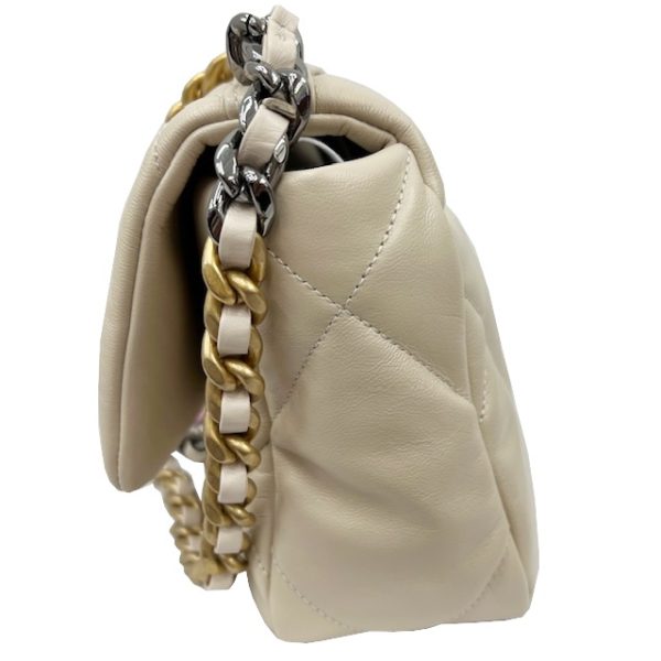 imgrc0084677992 CHANEL 19 Large Handbag Lambskin Beige Gold Hardware