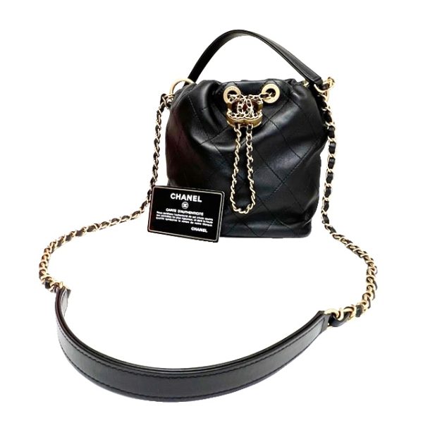 imgrc0084685464 CHANEL Matelasse 19 Drawstring Mini Shoulder Bag Black Gold Hardware