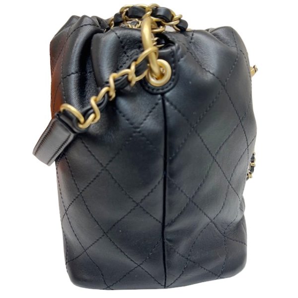 imgrc0084685465 CHANEL Matelasse 19 Drawstring Mini Shoulder Bag Black Gold Hardware