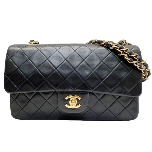 imgrc0085109285 CHANEL Matelasse W Flap Chain Bag Lambskin Black