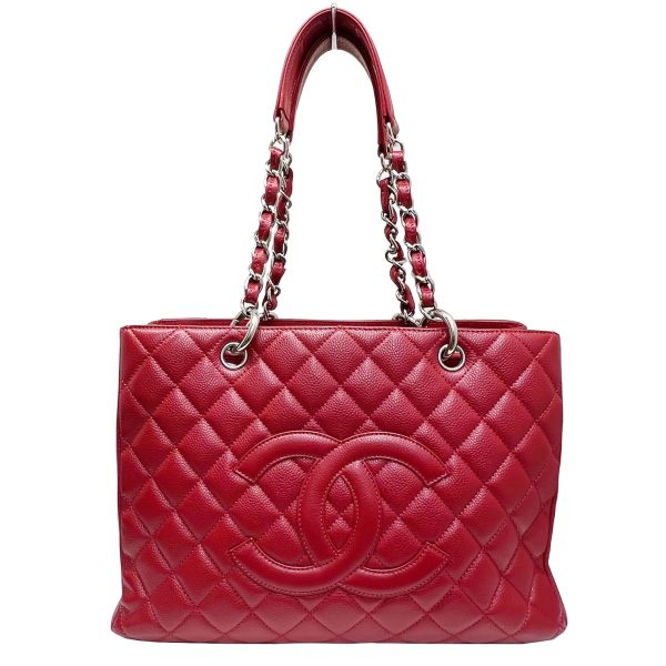 imgrc0085215410 CHANEL GST Chain Tote Caviar Skin Red Silver Hardware