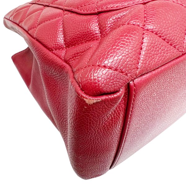 imgrc0085215413 CHANEL GST Chain Tote Caviar Skin Red Silver Hardware