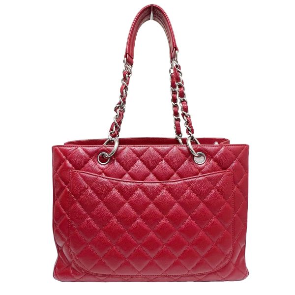 imgrc0085215419 CHANEL GST Chain Tote Caviar Skin Red Silver Hardware