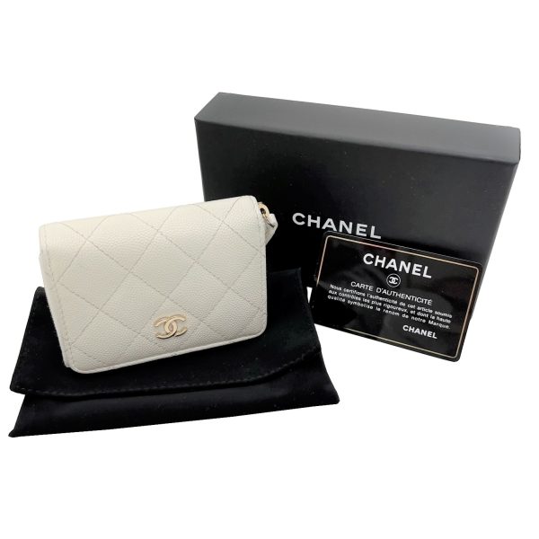 imgrc0085278978 CHANEL Coin Case Card Case Caviar Skin Ivory