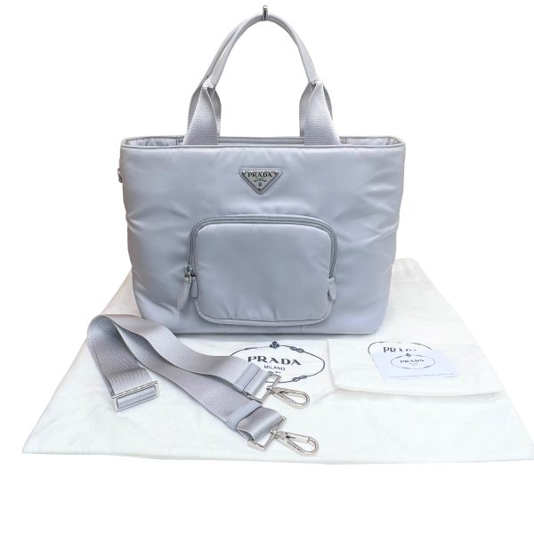 imgrc0085305594 PRADA Padded Nylon Tote Bag Ice Blue