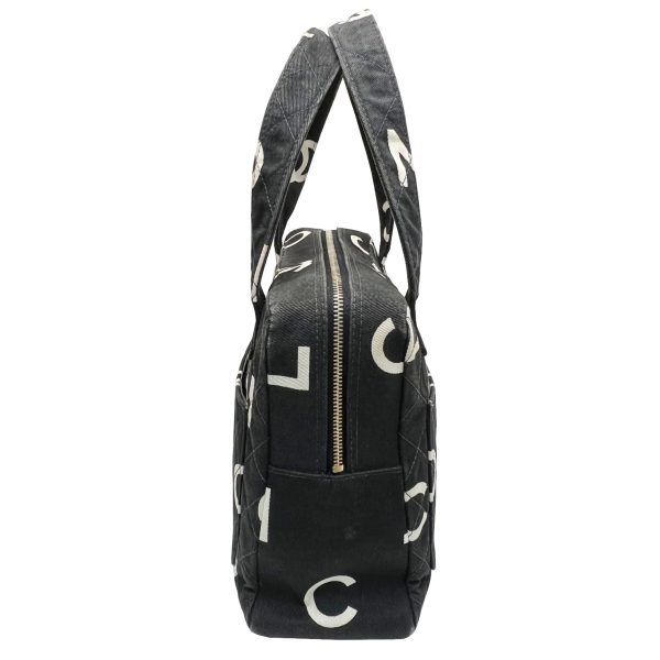 imgrc0085423610 CHANEL CC Mark Tote Bag Cotton Canvas Black White