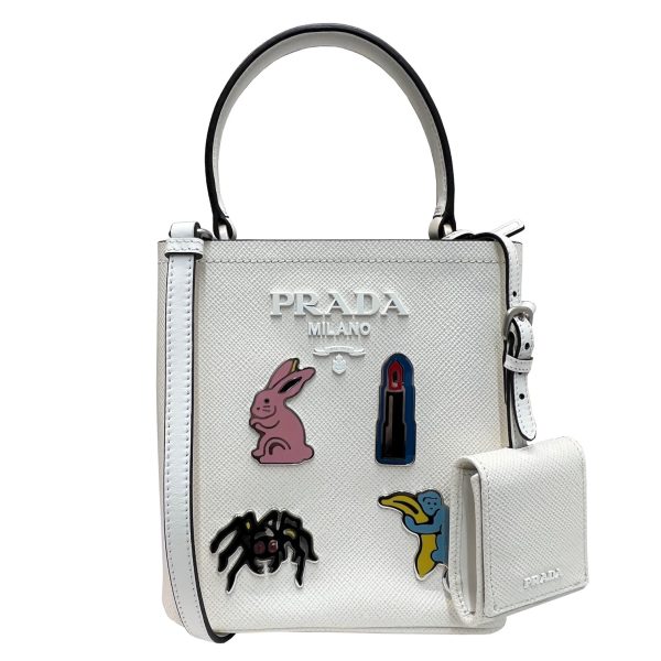 imgrc0085462943 PRADA 2WAY Handbag Pannier Saffiano White