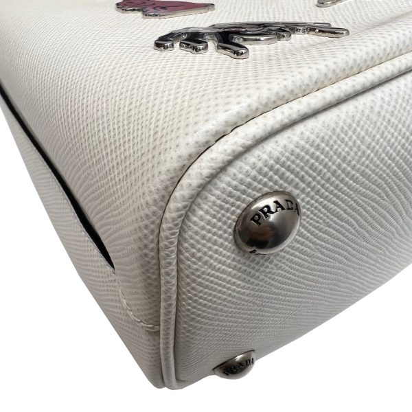 imgrc0085462958 PRADA 2WAY Handbag Pannier Saffiano White