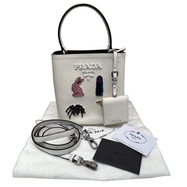 imgrc0085462976 PRADA 2WAY Handbag Pannier Saffiano White