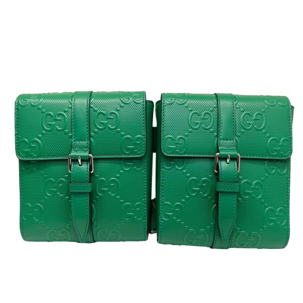 imgrc0085544540 GUCCI GG Embossed Waist Bag Leather Green