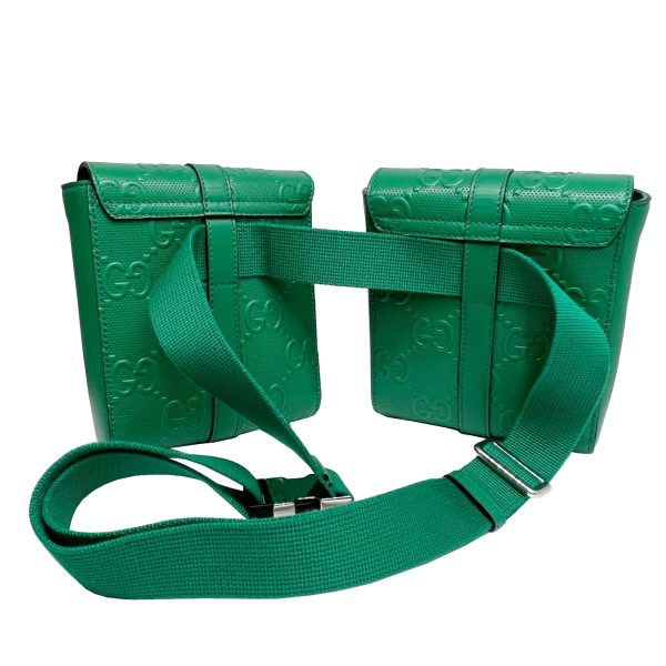 imgrc0085544541 GUCCI GG Embossed Waist Bag Leather Green