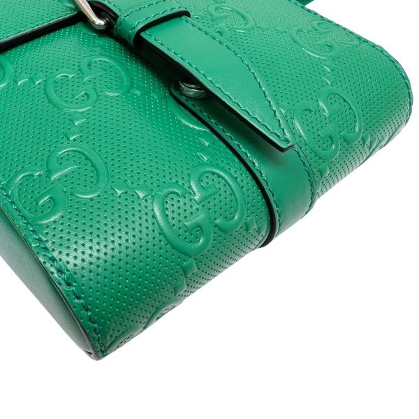 imgrc0085544542 GUCCI GG Embossed Waist Bag Leather Green