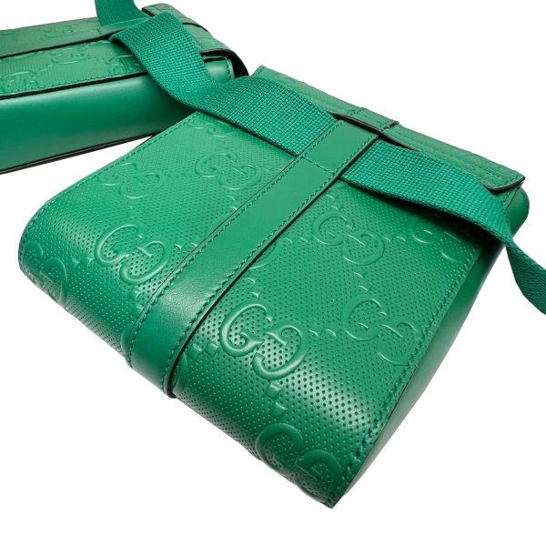 imgrc0085544545 GUCCI GG Embossed Waist Bag Leather Green