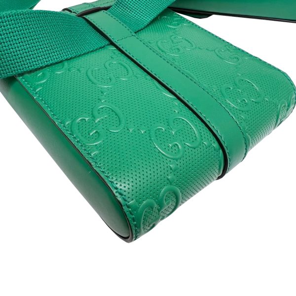 imgrc0085544546 GUCCI GG Embossed Waist Bag Leather Green