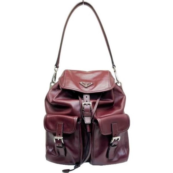 imgrc0085715395 PRADA Soft Calf Shoulder Bag Leather Bordeaux