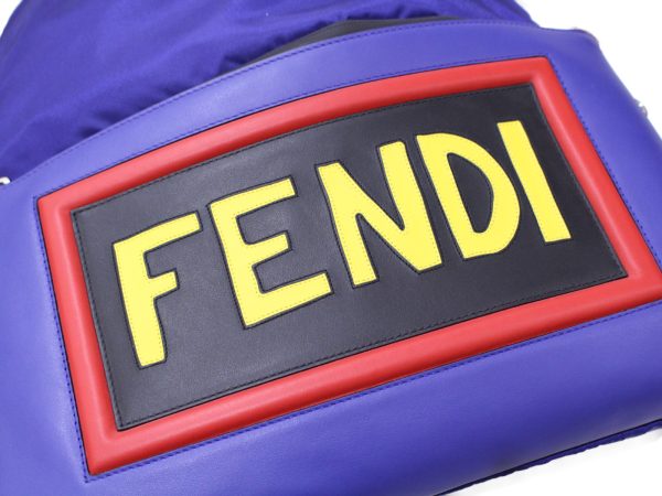 imgrc0085752773 Fendi Logo Backpack Nylon Leather Rucksack Blue