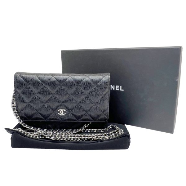 imgrc0085828268 CHANEL Matelasse Chain Wallet Caviar Black Silver