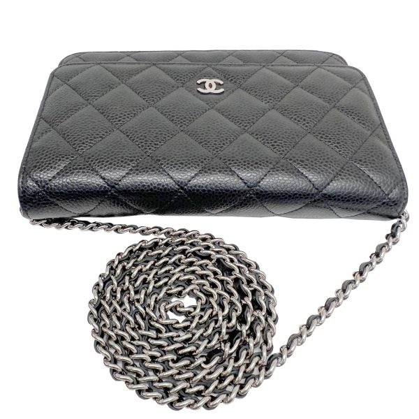 imgrc0085828269 CHANEL Matelasse Chain Wallet Caviar Black Silver