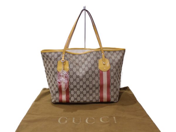 imgrc0086068795 Gucci Tote Bag Sherry Line Enamel GG Yellow Beige