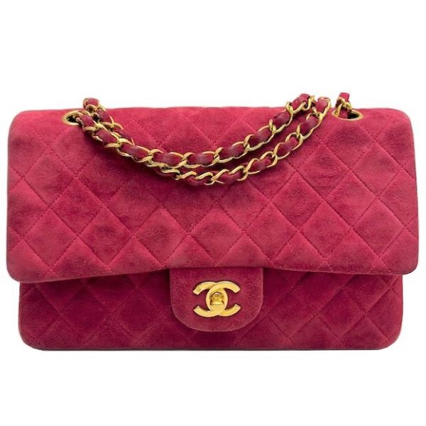 imgrc0086103881 CHANEL W Flap Chain Shoulder Bag Matelasse Suede Red