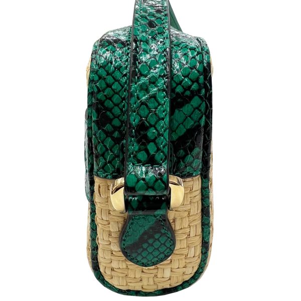 imgrc0086219528 GUCCI Ophidia Shoulder Bag Straw Python Green Beige