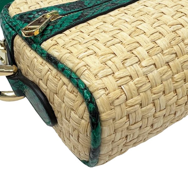 imgrc0086219530 GUCCI Ophidia Shoulder Bag Straw Python Green Beige