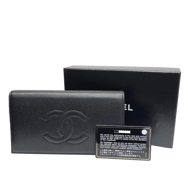 imgrc0086293851 CHANEL Bifold Long Wallet Caviar Skin Black