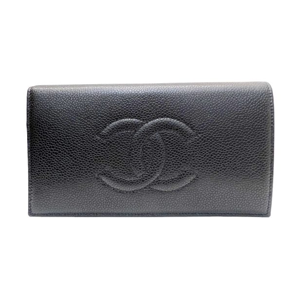 imgrc0086293860 CHANEL Bifold Long Wallet Caviar Skin Black