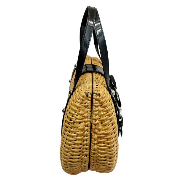 imgrc0086507095 Salvatore Ferragamo Vara Basket Bag Rattan Straw Black